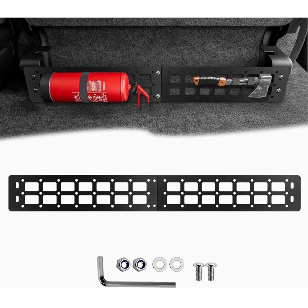 Under Seat Molle Panel Rigid Tactical Vehicle Storage Organizer Black Metal 2pc